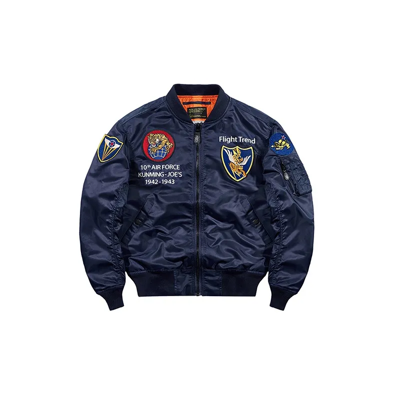 VIP Letter Pattern Embroidered Loose Fit Pilot Jackets & Coats Men's-1