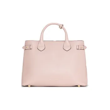 Burberry Cow Leather Handbag One Shoulder Bag Medium Size Women's Light Blue Multicolor