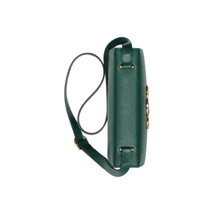 GUCCI Zumi Grained Leather Shoulder Bag Crossbody Bag Small Size Women's Dark Green-4