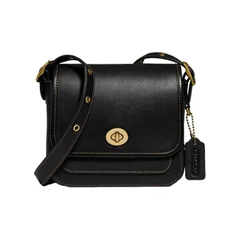 COACH Rambler Leather Small Square Bag Shoulder Bag Crossbody Bag Small Size Women's Bright Black