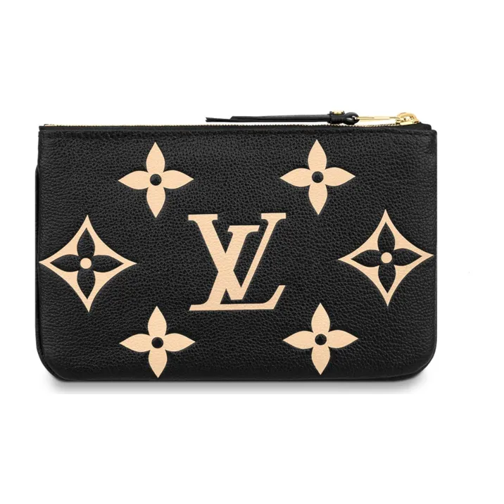 LOUIS VUITTON Double Zip Pochette Bi color Monogram Black/Brown-3