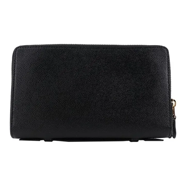 COACH Double Zip Wallet Cow Leather Clutch Small Size Women's Black-2