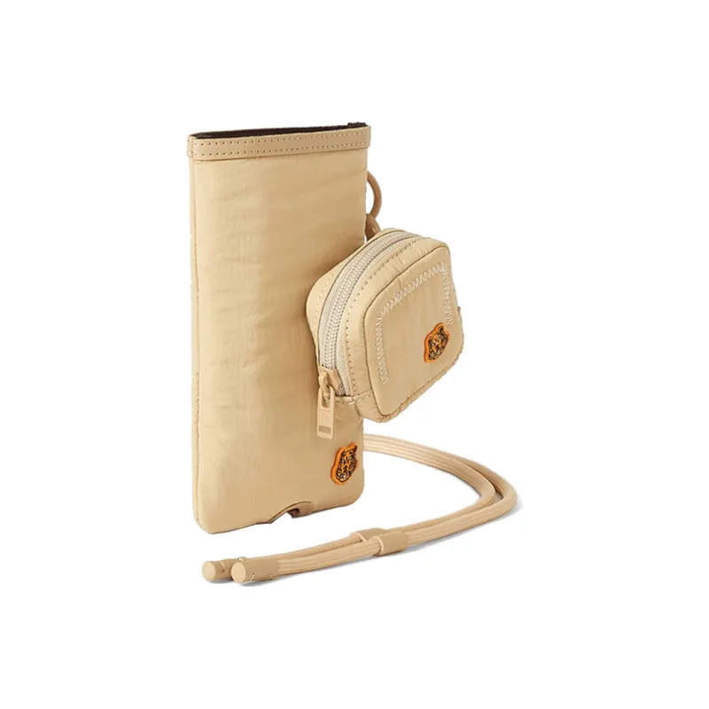 KENZO Nylon Earphone Case And Cell Phone Pouch Unisex Beige-1