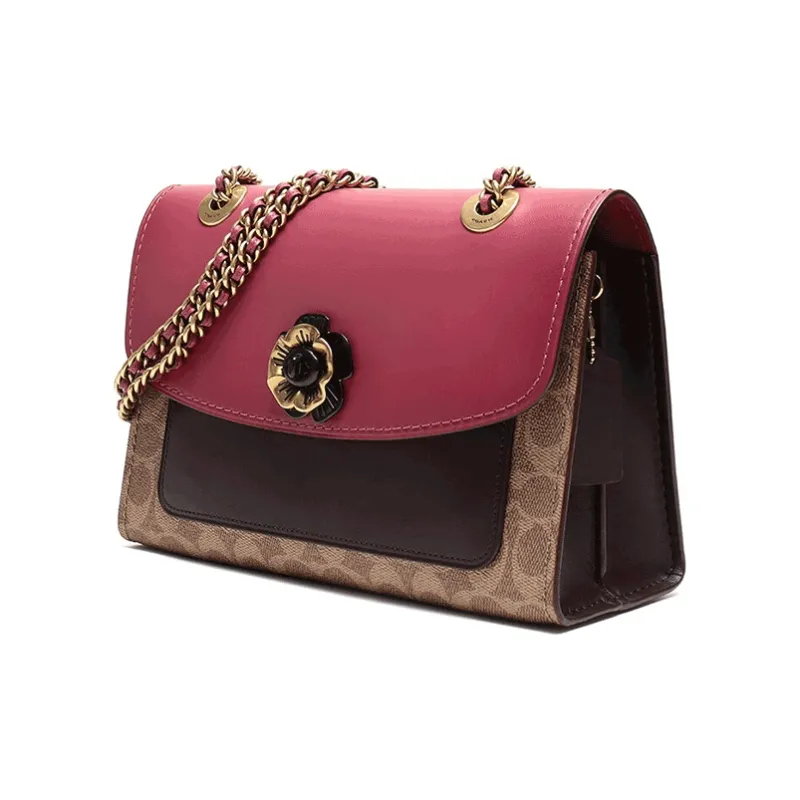 COACH Parker Canvas Crossbody Bag, Shoulder Bag Women's Red & Brown-1