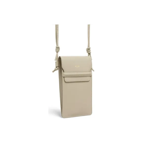 CELINE Smooth Cow Leather Cell Phone Pouch Unisex Gray Green-1