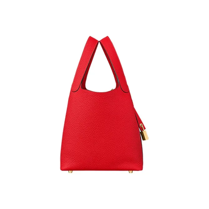 HERMES Picotin Lock Clemence Bullock Leather Basket Bag Handbag Bucket Bag Women's S3 Rouge De Coeur Heart Red-1