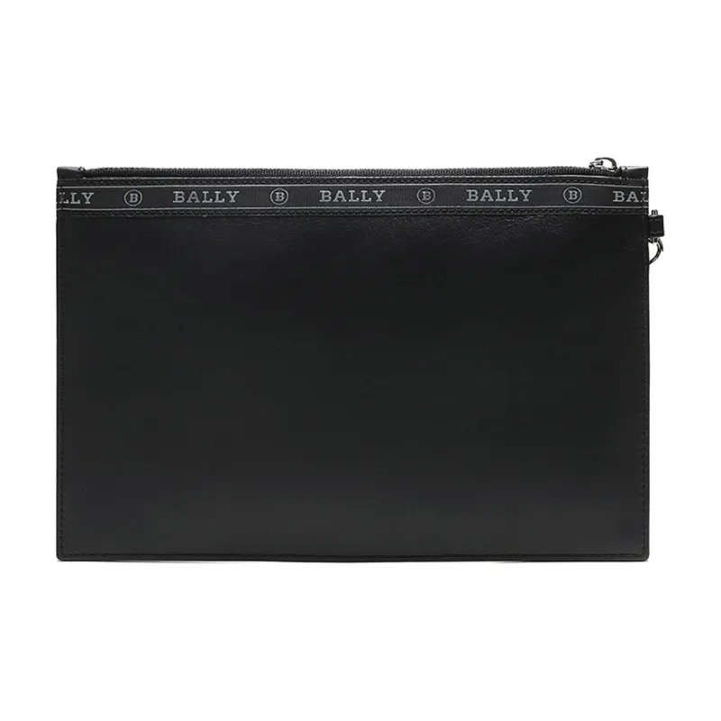BALLY Leather Clutch Handbag With Zip Closure Regular Men's Black Red White-2