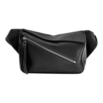 LOEWE Puzzle Soft Cow Leather Geometric Bag Shoulder Bag Crossbody Bag Sling Bag Fanny Pack Small Size Men's Black