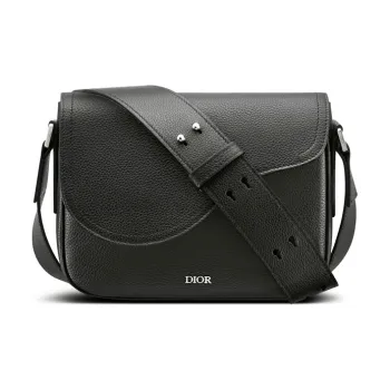 DIOR Cow Leather Saddle Bag Messenger Bag Crossbody Bag Shoulder Bag Men's Black