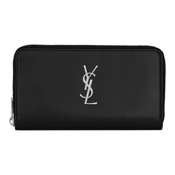 SAINT LAURENT Monogram Leather Wallet Unisex Black