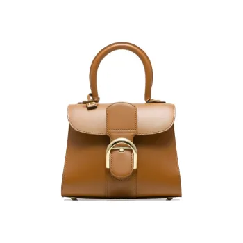 Delvau Brillant Calfskin Portable Crossbody Bag Shoulder Bag Mini Women's Caramel Brown