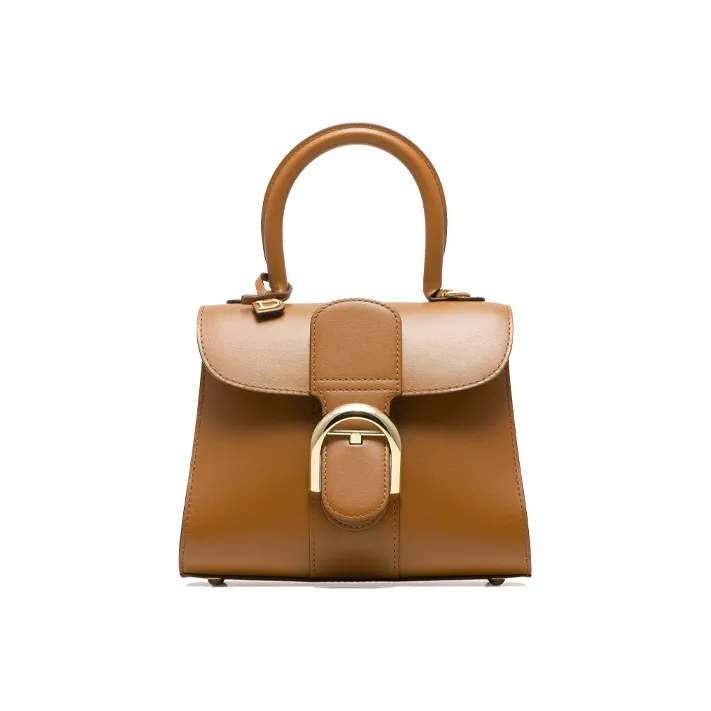 Delvau Brillant Calfskin Portable Crossbody Bag Shoulder Bag Mini Women's Caramel Brown-0
