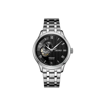 SEIKO Presage Series Mechanical Movement Stainless Steel Strap Watch Men's Watches Black Dial
