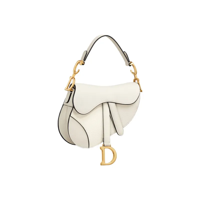 DIOR Saddle Grained Calfskin Saddle Bags One Shoulder Handbags Mini Women's Milk White-1