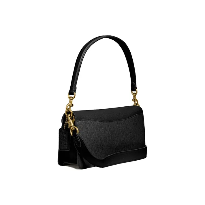 COACH Tabby Polished Pebbled Leather Dionysus Shoulder Bag Women's Black-1