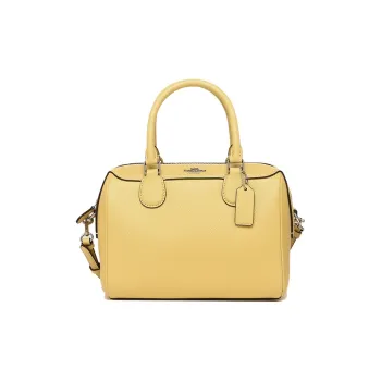 COACH Bennett Cow Leather Boston Bag Portable Crossbody Bag Crossbody Bag Medium Size Women's Lemon Yellow