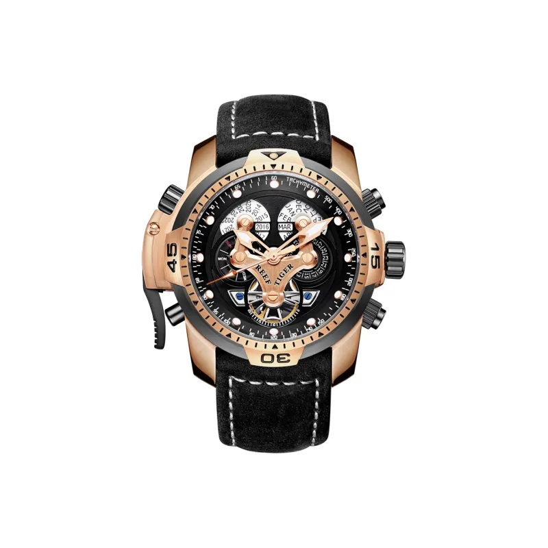 REEF TIGER Mechanical Movement Rubber Band Strap Watch Men's Watches Black Dial-0