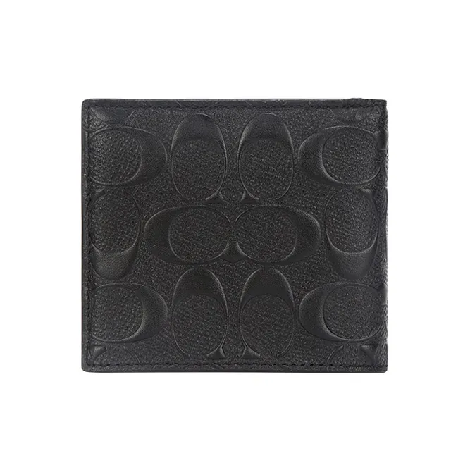 COACH Leather Coin Purse Wallet Bag Men's Black-3