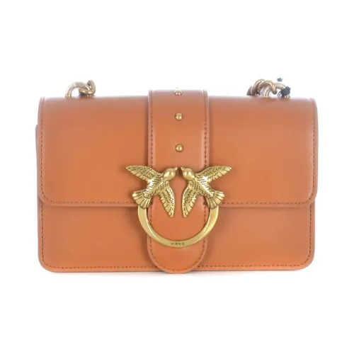 PINKO SIMPLY Grained Leather Swift Bag Crossbody Bag Shoulder Bag Women's Orange Yellow