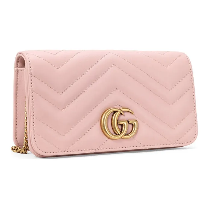 GUCCI GG Marmont Leather Shoulder Bag Crossbody Bag Mini Women's Pink Candy Color-1