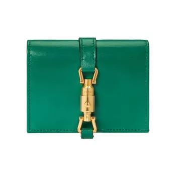 GUCCI Jackie 1961 Leather Clutch Wallets Card Holders Small Size Women's Green