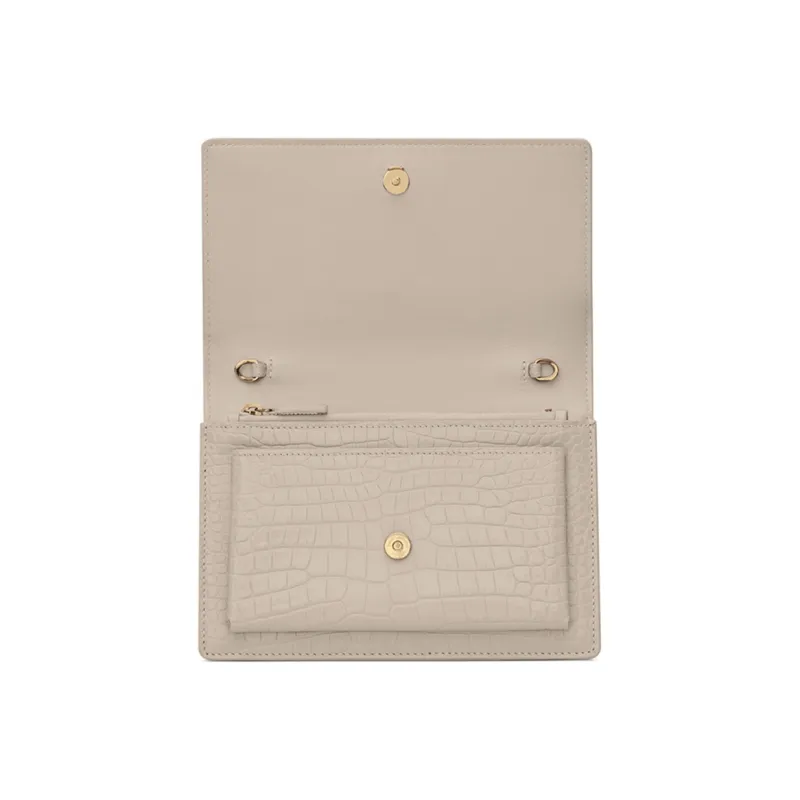 SAINT LAURENT SUNSET Leather Sunset Bag, Chain Bag, Wallet, Portable Crossbody Bag, Shoulder Bag Regular Women's White-2