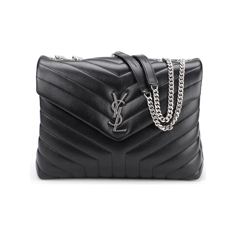SAINT LAURENT LOULOU Calfskin Crossbody Bag, Shoulder Bag Women's Black-1