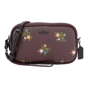 COACH Sadie Leather Clutch, Shoulder Bag, Crossbody Bag Small Size Women's Dark Burgundy