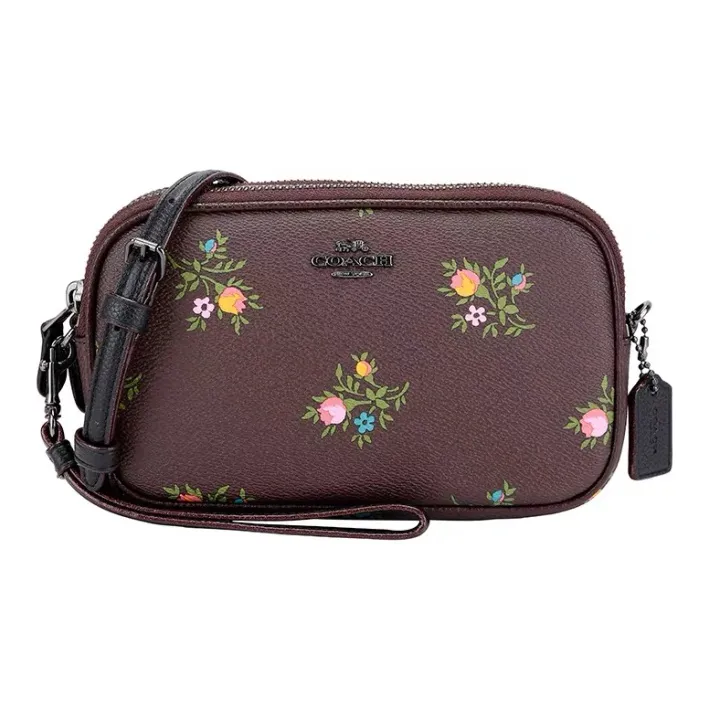 COACH Sadie Leather Clutch, Shoulder Bag, Crossbody Bag Small Size Women's Dark Burgundy-0