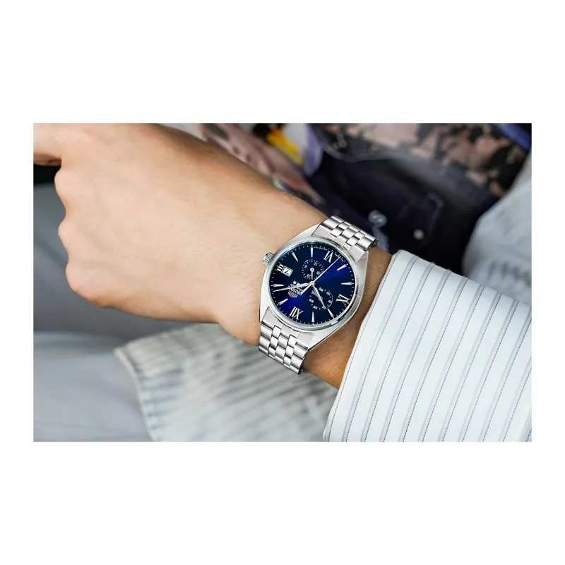 ORIENT Automatic Mechanical Movement Metal Strap Watch 39.4mm Men's Watches Blue Dial RA-AK0505L10B-5