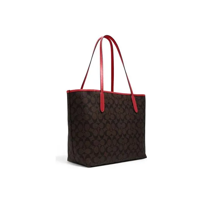 COACH City Canvas With Leather Tote Bag, Shopping Bag, Handbag, Shoulder Bag Large Size Women's-2
