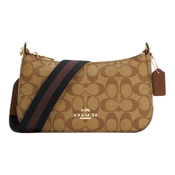 COACH Jes Canvas With Leather Mahjong Bag Crossbody Shoulder Bag Medium Size Women's Light Khaki