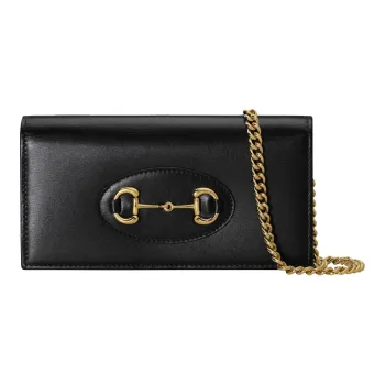 GUCCI Horsebit 1955 Leather Textile WOC Small Crossbody Bag Shoulder Bag Crossbody Bag Women's Black