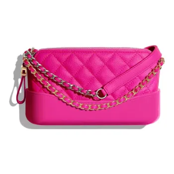 CHANEL Gabrielle Goatskin Shoulder Bag Extra Mini Women's Rose Red/Gold/Silver