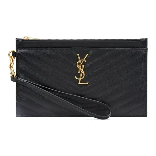 SAINT LAURENT PARIS Leather logo Hand Bag Wmns Black