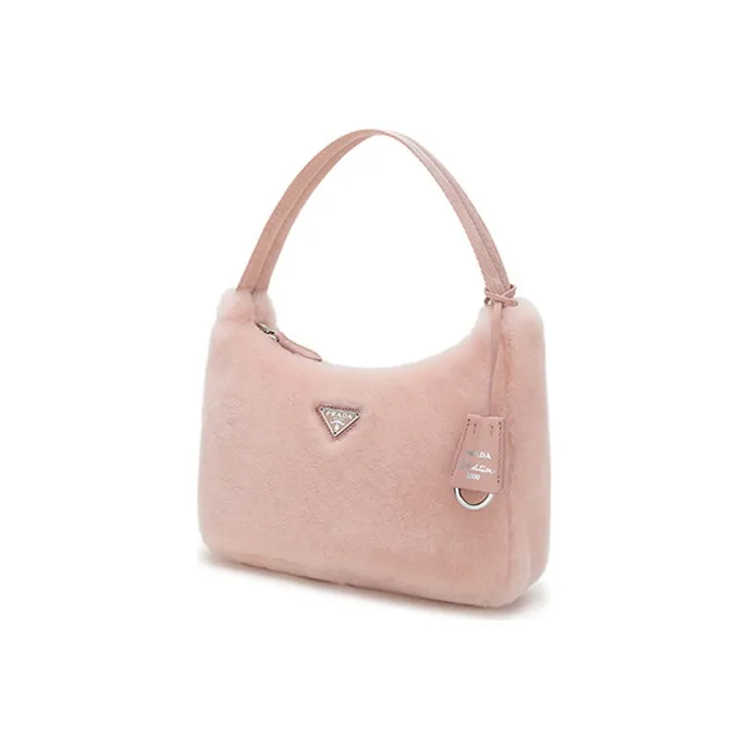 PRADA Fur Shoulder Bag Handbag Shoulder Bag Women's Orchid Powder-1