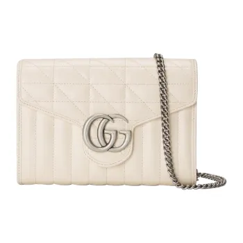 GUCCI Leather Envelope Bag, Shoulder Bag, Crossbody Bag Mini Women's White