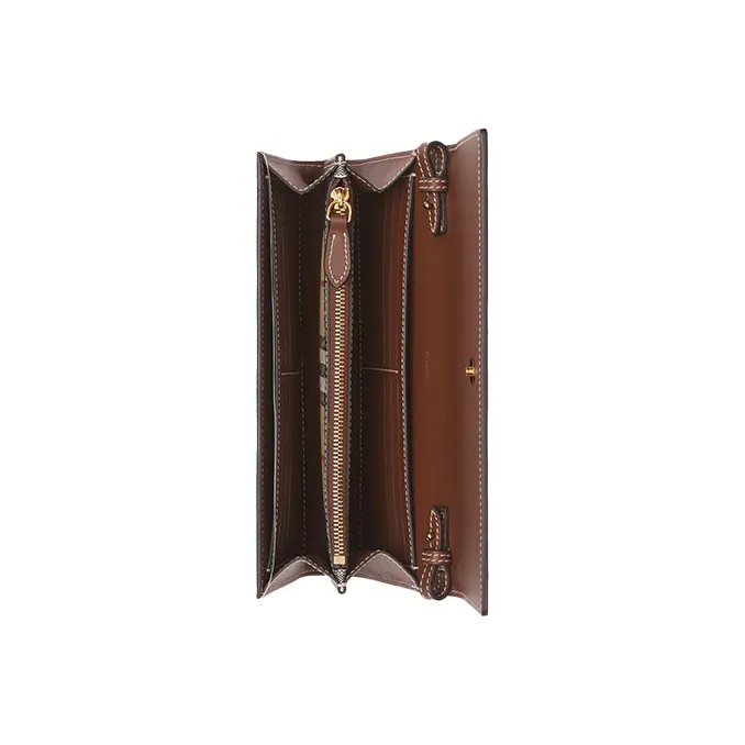 Burberry Vintage Leather, Textile Wallet, Shoulder Bag, Crossbody Bag Women's Beige/Brown-5