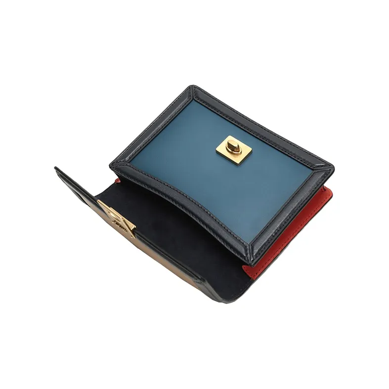 COACH Calfskin Small Square Bag Chain Shoulder Bag Crossbody Bag Fanny Pack Regular Women's Lake Blue Orange-6