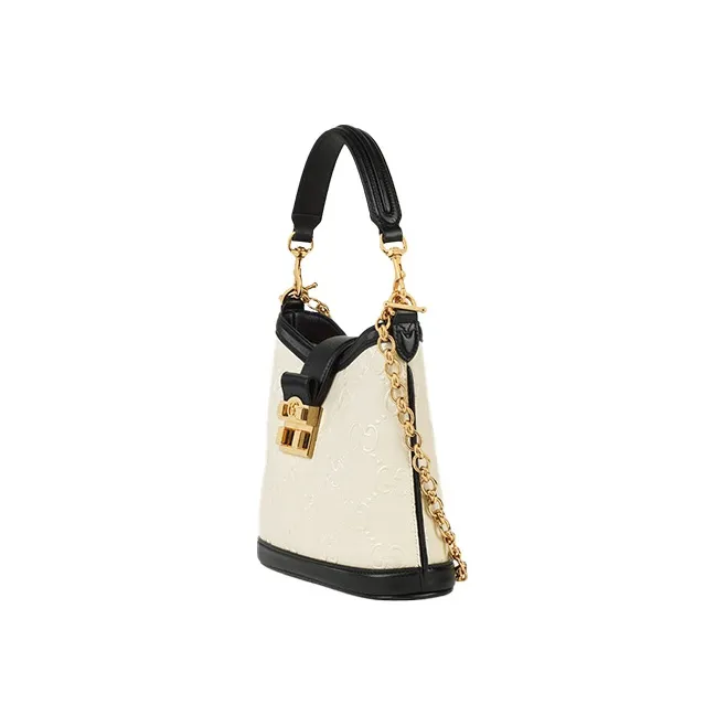 GUCCI GG Embossing Shoulder Bag Women's White-2