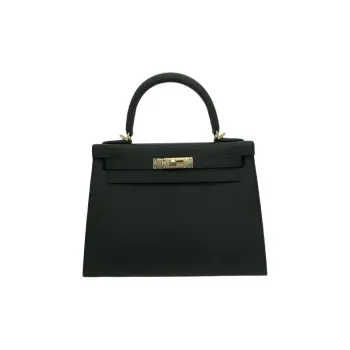 HERMES Epsom Leather Kelly Bag Handbags Women's Noir Black