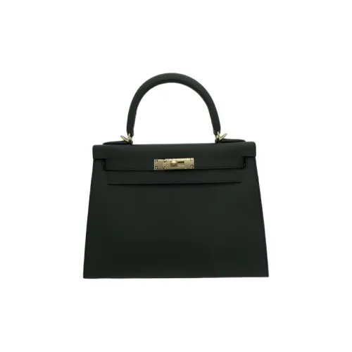 HERMES Epsom Leather Kelly Bag Handbags Women's Noir Black