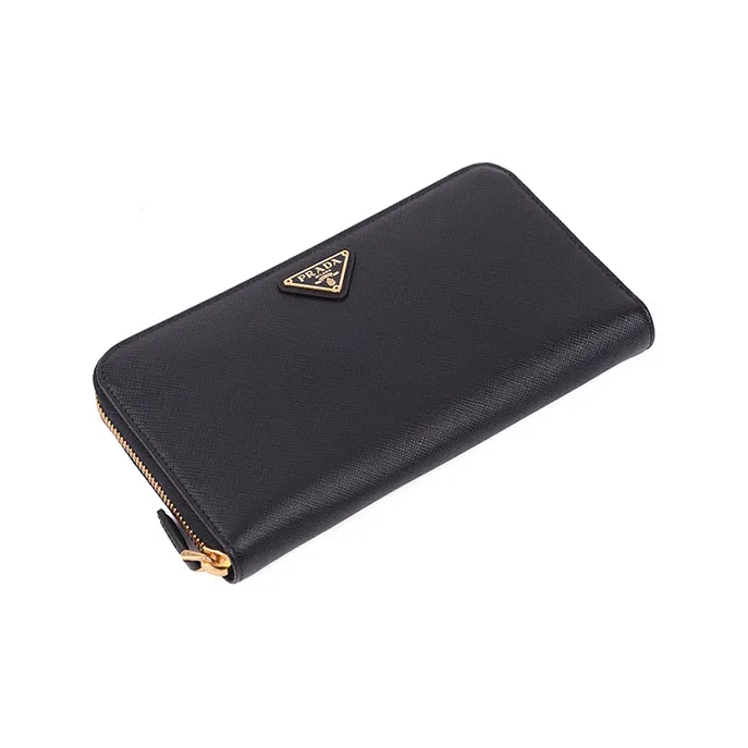 PRADA Saffiano Leather Wallet Tubas Women's Black-3