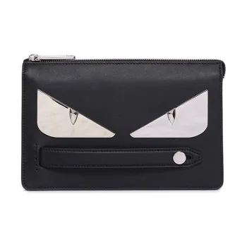 FENDI Cow Leather Clutch Women's Black