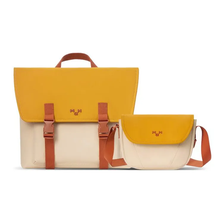 MAH Polyester Satchel Bag Backpack Regular Unisex Beige & Yellow-0