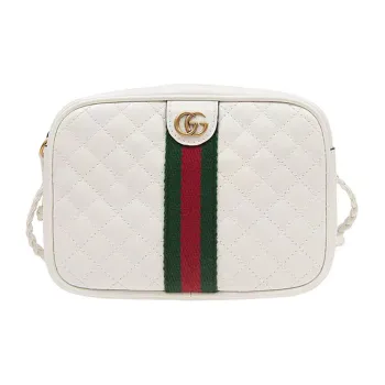 GUCCI Cow Leather Shoulder Bag Crossbody Bag Women's White