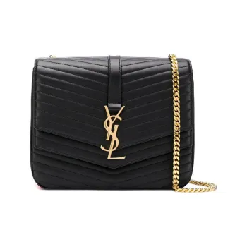 SAINT LAURENT Quilting Lambskin Shoulder Bag Crossbody Bag Medium Size Women's Black