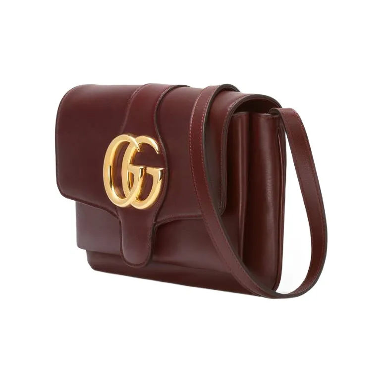 GUCCI Arli Leather Shoulder Bag, Crossbody Bag Trumpets Women's Burgundy-1