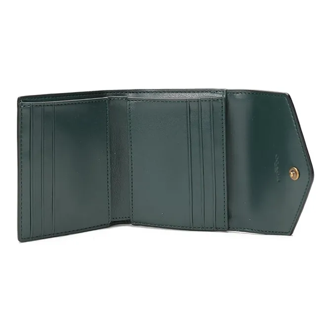 COACH Signature Canvas Clutch Envelope Bag Wallet Small Size Women's Forest Green With Brown-6