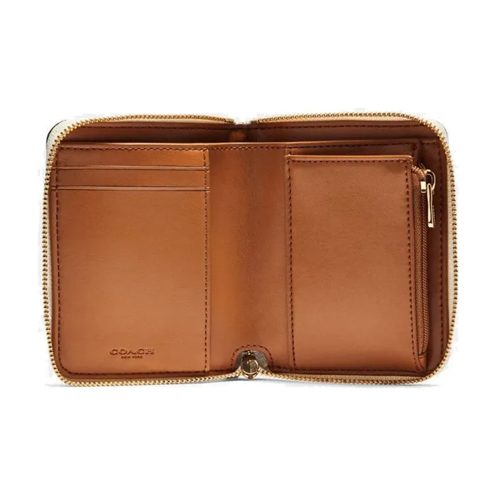 COACH Zip Around Leather Wallet Women's White-4